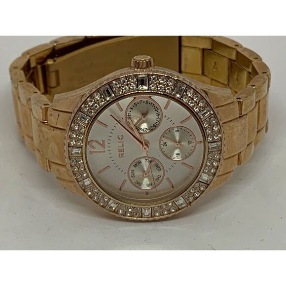 Relic ZR15741 Women's Rose Gold Alloy Analog Silver Dial Quartz Wrist Watch E487 - Picture 6 of 11